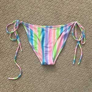 Kulani Kinis Pastel Striped Bikini Bottom Fuller Coverage Small
